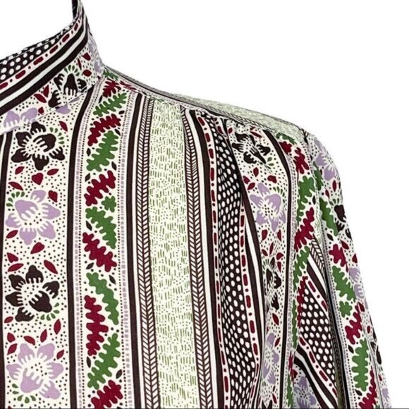 VINTAGE Retro Print Long Sleeve Button Down Top - Picture 12 of 15